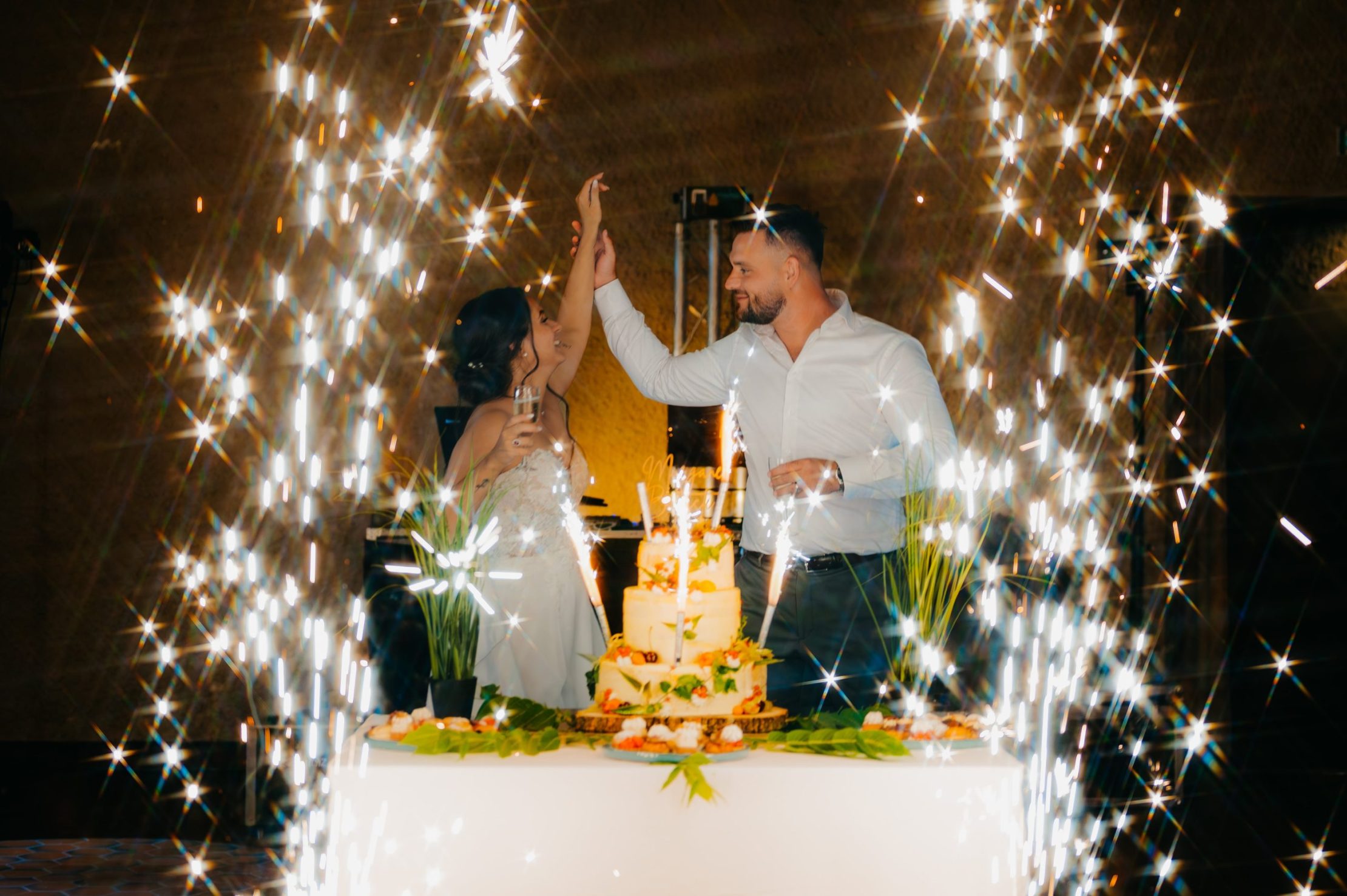 Dessert de mariage éclairé